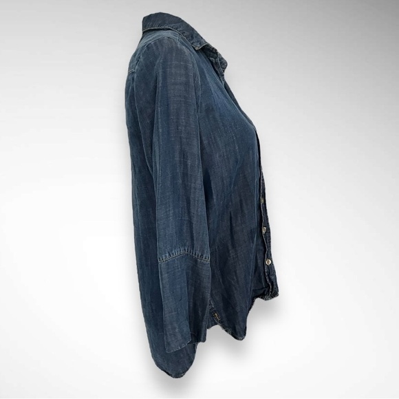 BELLA DAHL Women's Shirt Tail Button Down Chambray Denim Shirt Size Small | EUC - Picture 3 of 8